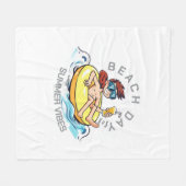 ビーチデイカートゥーン文字オン膨脹可能リングや輪 フリースブランケット (正面(横))