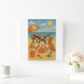 ビーチデイパピズウォールクロック スクエア壁時計 (ホーム)