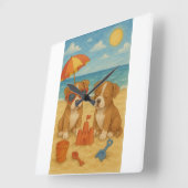 ビーチデイパピズウォールクロック スクエア壁時計 (傾斜)