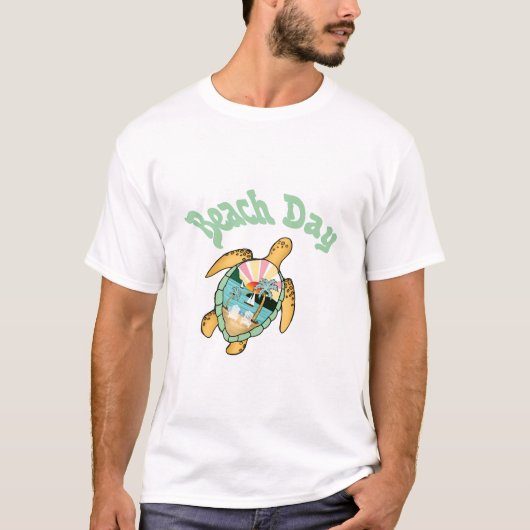 ビーチデイ, 夏, カメ, Tシャツ (正面)