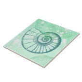 ビーチデコールスパイラルシーシェルブルー水彩色 タイル (側面)