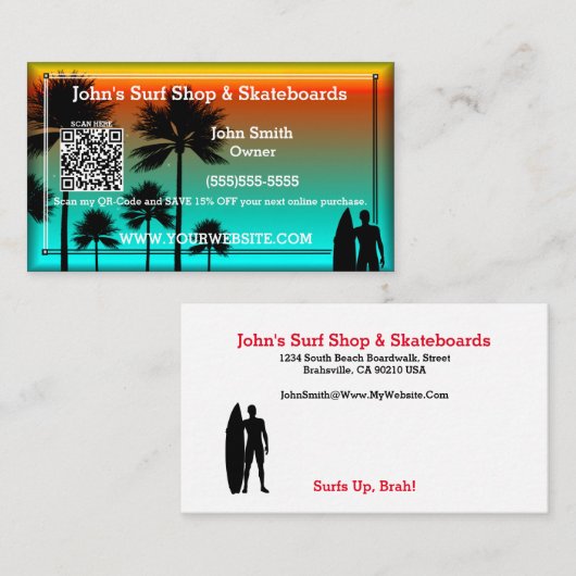 ビーチデザインQRコード化パーソナライズされた名刺 名刺 (正面/裏面)