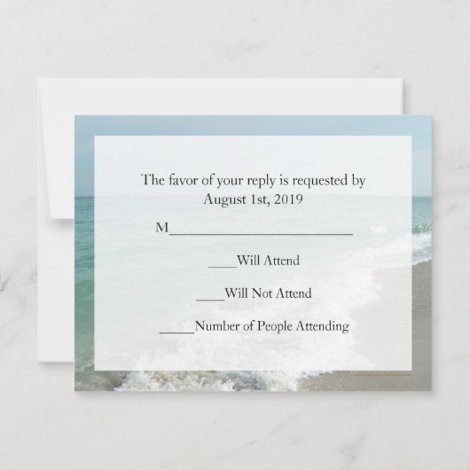 ビーチデスティネーションウェディングにぴったりな白波のRSVPカード 出欠カード (裏面)