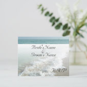 ビーチデスティネーションウェディングの白波に合うRSVPカード 出欠カード (スタンド正面)