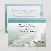 ビーチデスティネーションウェディングの白波に合うRSVPカード 出欠カード (正面/裏面)