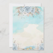 ビーチデスティネーションウェディングパンパスグラスブルーフローラ 招待状 (裏面)