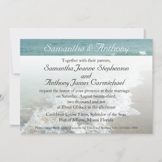 ビーチデスティネーションウェディング招待状、アクアサーフ 招待状 (正面)