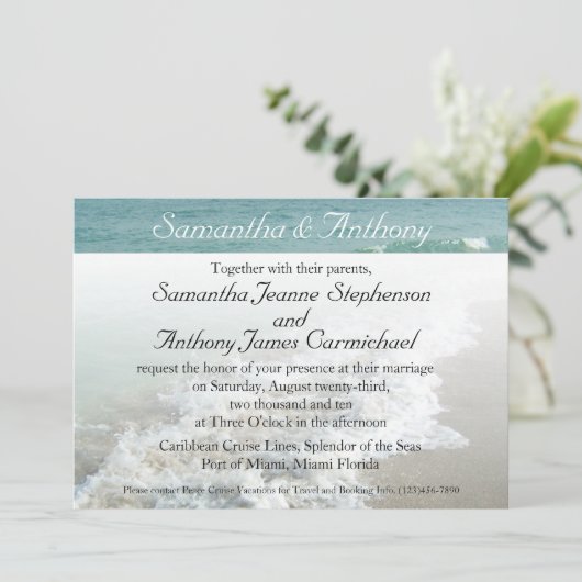 ビーチデスティネーションウェディング招待状、アクアサーフ 招待状 (スタンド正面)