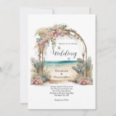 ビーチデスティネーションフローラボタニカルアーチ結婚ズ 招待状 (正面)