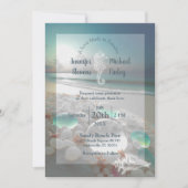 ビーチデスティネーション エレガント シーグラス ウェディング 招待状 (正面)