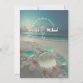 ビーチデスティネーション エレガント シーグラス ウェディング 招待状 (裏面)