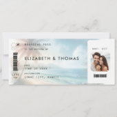 ビーチデスティネーション 搭乗券 QRコード 1枚で完結する結婚式招待状 招待状 (正面)