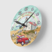 ビーチトラックライトハウス ラウンド壁時計 (傾斜)