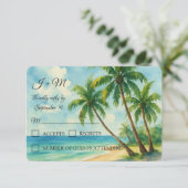 ビーチトロピカルアイランドサマーウェディングRSVP 出欠カード (スタンド正面)