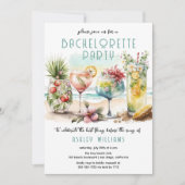 ビーチトロピカルカクテル独身最後のパーティー 招待状 (正面)