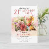 ビーチトロピカルカクテル21歳の誕生日パーティー 招待状 (スタンド正面)