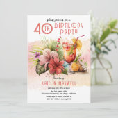 ビーチトロピカルカクテル40th誕生日パーティー 招待状 (スタンド正面)