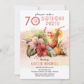 ビーチトロピカルカクテル 70歳の誕生日パーティー 招待状 (正面)