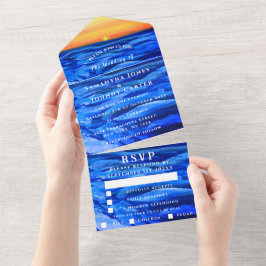 ビーチトロピカルサンセットデスティネーション海波 オールインワン招待状