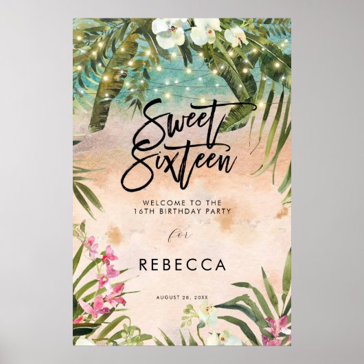 ビーチトロピカルスイート16ウェルカムサインポスター ポスター (正面)
