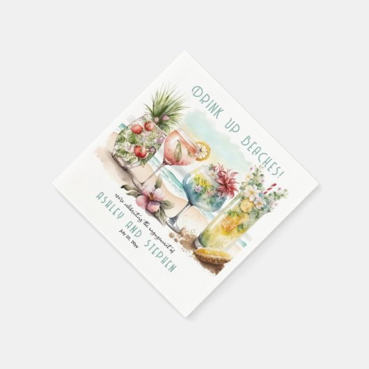 ビーチトロピカルテイストカクテルエンゲージメントパーティー スタンダードカクテルナプキン (角)