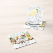 ビーチトロピカルテーマのカクテルバースデーパーティー スクエアペーパーコースター (インサイチュ)