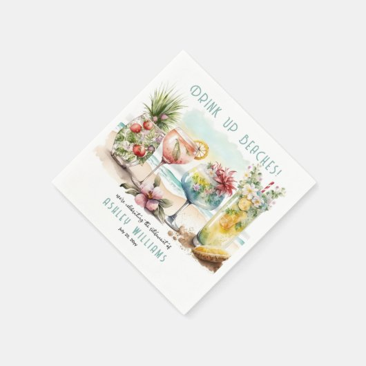 ビーチトロピカルテーマのカクテルリタイアメントパーティー スタンダードカクテルナプキン (角)