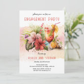 ビーチトロピカルテーマのカクテル婚約パーティ 招待状 (スタンド正面)