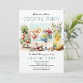 ビーチトロピカルテーマのカクテル婚約パーティ 招待状 (スタンド正面)