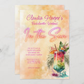 ビーチトロピカルネオンバチェロレッテ週末 招待状 (正面/裏面)