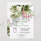 ビーチトロピカルハワイグリーンリーフローラルブライダルシャワー 招待状 (正面/裏面)