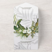 ビーチトロピカルパームスシャドウRSVPトリフォールド オールインワン招待状 (外側)