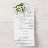 ビーチトロピカルパームスシャドウRSVPトリフォールド オールインワン招待状 (内側)