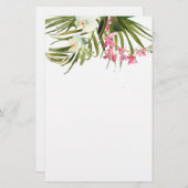 ビーチトロピカルパームズピンクオーキズフローラブライダル 便箋 (正面/裏面)