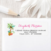 ビーチトロピカルパームズピンクティール（緑がかった色）フローラアドレス ラベル (インサイチュ)