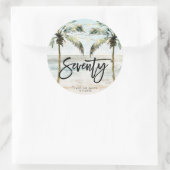 ビーチトロピカルパームズ70th誕生日ステッカー ラウンドシール (バッグ)