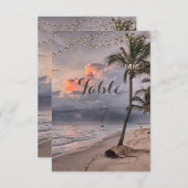 ビーチトロピカルパームテーブルカード 招待状 (正面/裏面)
