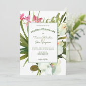 ビーチトロピカルピンクフローラホワイトオーキズグリーン 招待状 (スタンド正面)