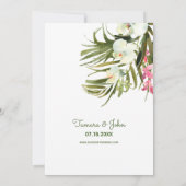 ビーチトロピカルピンクフローラホワイトオーキズグリーン 招待状 (裏面)