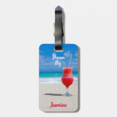 ビーチトロピカルブルー海ドリームビッグ ラゲッジタグ (裏面縦)