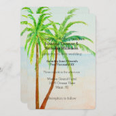 ビーチトロピカルヤシ結婚の木 招待状 (正面/裏面)
