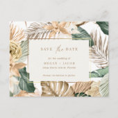 ビーチトロピカルリーフウェディング日付を保存 案内ポストカード (正面)