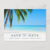 ビーチトロピカル結婚パームの予算が日付を保存 案内ポストカード (正面)