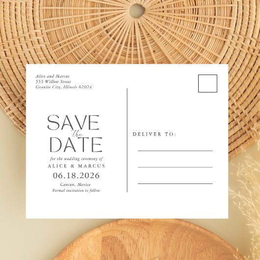 ビーチトロピカル結婚パームの予算が日付を保存 案内ポストカード