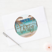 ビーチトロピカル30th誕生日ステッカー ラウンドシール (封筒)