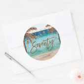 ビーチトロピカル670th誕生日ステッカー ラウンドシール (封筒)