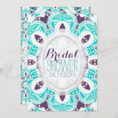ビーチトロピックスアクアパープルブライダルシャワー招待 招待状 (正面/裏面)