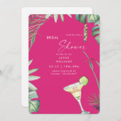 ビーチトロピックスホットピンクマルガリータブライダルシャワー 招待状 (正面/裏面)