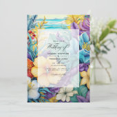 ビーチトーンフローラサマー結婚式招待状 招待状 (スタンド正面)