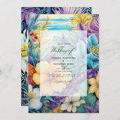 ビーチトーンフローラサマー結婚式招待状 招待状 (正面/裏面)